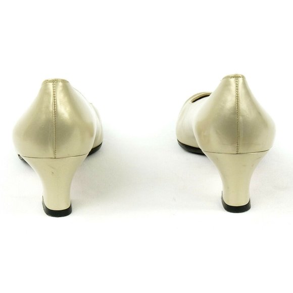 Worn 2X SALVATORE FERRAGAMO 10 AA Silver Gray Lacquered Florence ITALY - Picture 6 of 7